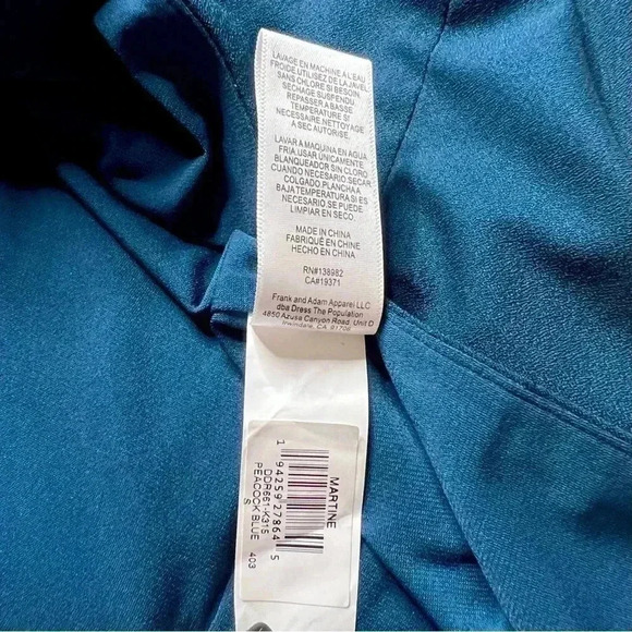 Dress The Population Blue One Shoulder Peacock Teal Blue Dress - Picture 12 of 12